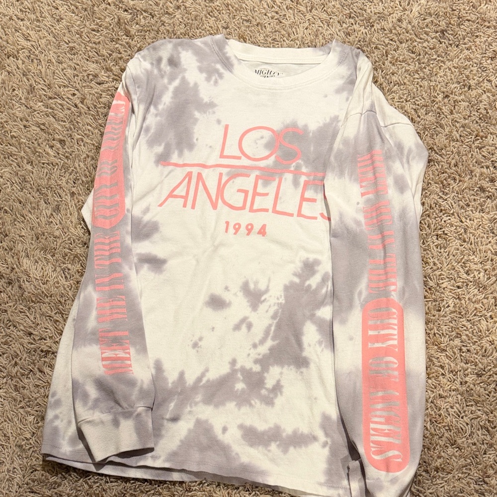 Mighty Fine Gray and Pink Long Sleeve Tee